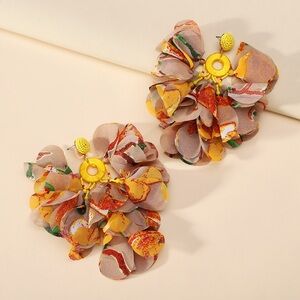 Bohemian beaded tassel earrings with floral design